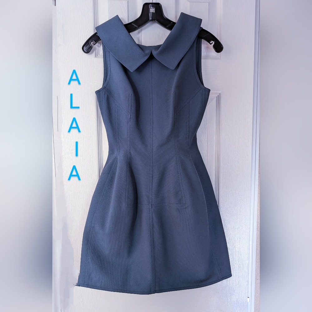 NWT Alaia Blue-Gray Cotton Minidress SZ 2